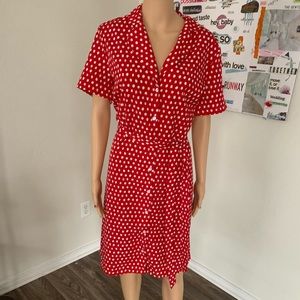 Who What Wear Red Polka Dot Dress